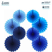 FäCher Deko Blau 40,6Cm 30,4Cm HäNgende Papier FäCher Dekoration 6Er Set Party