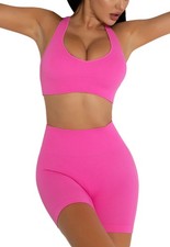 Workout Sets Two Piece Outfits for Women Clothes Gym Yoga Seamless Racerback ...