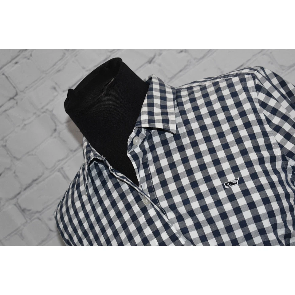Vineyard Vines Dress Shirt Womens Size 14 Blue White Plaids Cotton - Image 4 of 4