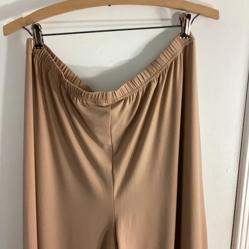 NUEVO SIN ETIQUETAS BOB MACKIE USABLE ARTE GRANDE CARAMELO PIERNA ANCHA PALAZZO PANTALONES TEJIDO LÍQUIDO Foto 3 de 4