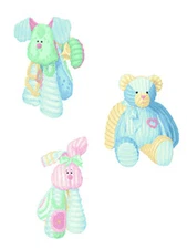 Daisy Kingdom Chenille Bunny Puppy Rabbits 25 Wallies Stickers Wall Border Decal