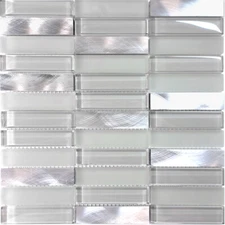 Modern Gray Glass Blended Aluminum Matted Glass Mosaic Tile Kitchen Backsplash