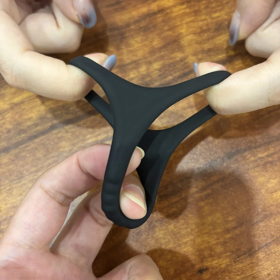 Stretchy Triangle Cock Ring Male Sex Toy for Longer Erection Silicone Penis Ring - Image 2 of 4