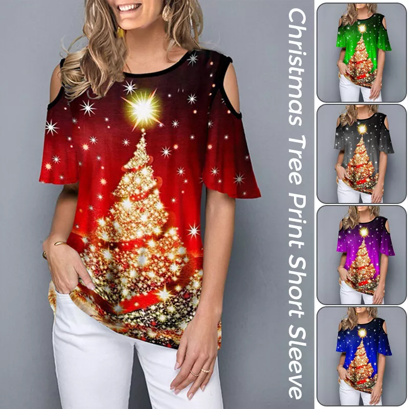 Pudsigt bryst Jeg vil have Ladies Christmas Santa Xmas Print T-Shirt Casual Blouse Tee Tunic Tops Plus  Size | eBay