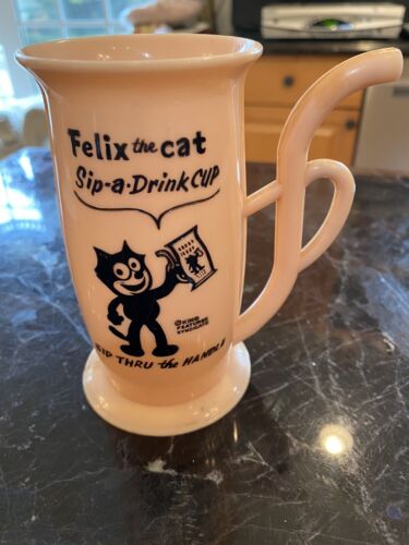 FELIX the CAT Pink SIP-A-DRINK CUP King Features Syndicate 1960’s - Picture 1 of 9