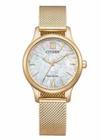 Citizen Eco-Drive Womens Rose Gold Tone Mother of Pearl Dial Watch EM0892-80D