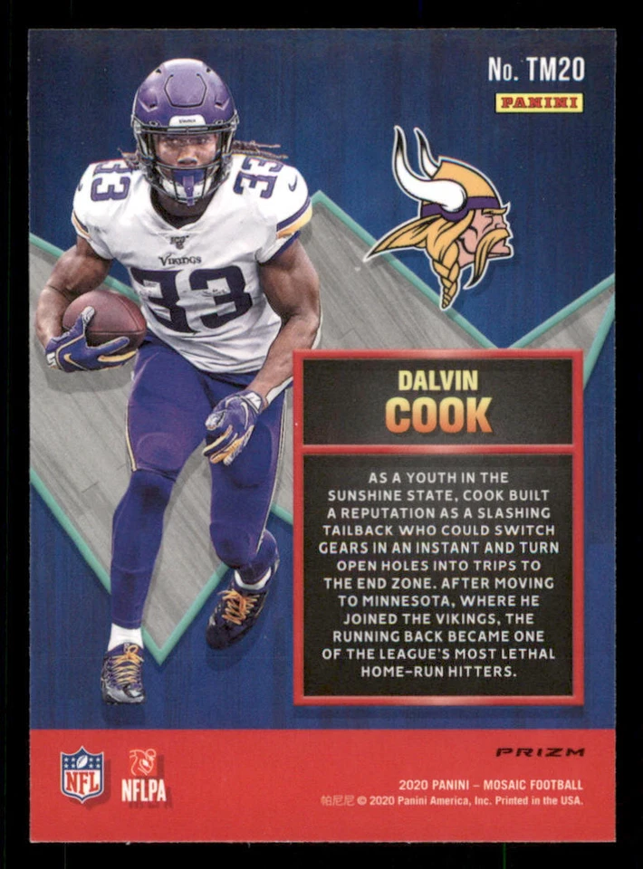 2020 Panini Mosaic Touchdown Masters Mosaic Green #TM20 Dalvin Cook - Image 2 of 2