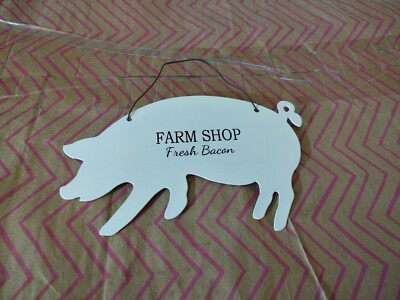 Pig Metal Farm Shop Pig Fresh Bacon Wall Hanger (small)