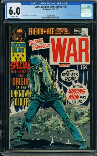 STAR SPANGLED WAR STORIES 154 CGC 6.0 OFF WHITE PAGES ORIGIN UNKNOWN SOLDIER L9