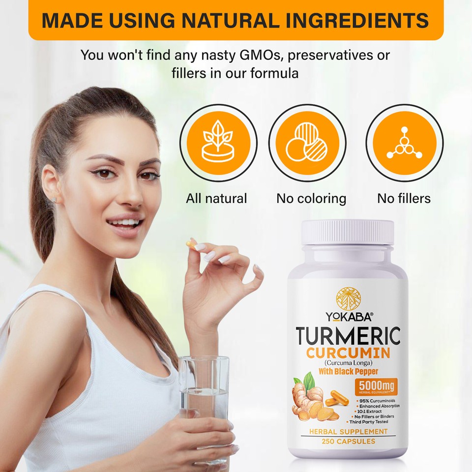 Curcumin Extact 250 Capsules Turmeric Curcumin 5000mg Herbal Extract with BioPerine by ...
