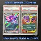 PSA 10 Sequential Set Gengar & Mega Gengar ex 047 003 JP Pokemon Card GEM