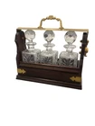 3 Bottle solid Brass drop front lockable Tantalus Mahogany (Code16)
