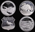 Prehistoric Life Dinosaur Themed 1 oz .999 Fine Silver Art Round & Coin 4pc Set
