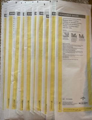 Medline~Lot of 10 Bordered Gauze Dressing Sterile Adhesive Pad 4in x 14in