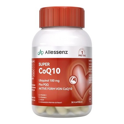 Allessenz Super CoQ10 100 mg Ubiquinol 30 Kapseln   mit Selen & Vitamin E