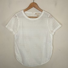 Michael Kors White Eyelet Cotton Top Medium W...