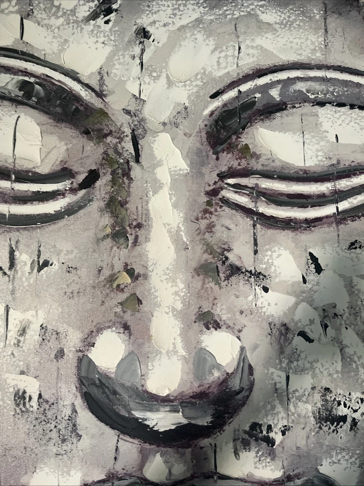 Pintura acrílica vintage del rostro de Buda.  Foto 4 de 4