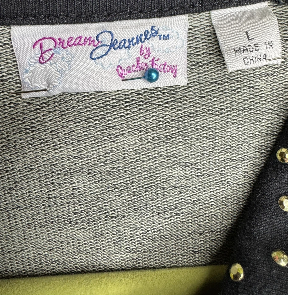 Quacker Factory DreamJeannes Jacket Womens Large Black Rhinestone Studded Denim - Image 2 of 4