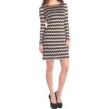 Nine West Black Gold Long Sleeve Mini Sheath Dress Sz 6