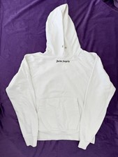 Palm Angels Classic Logo Men  s Hoodie White Pullover Streetwear Designer Size M