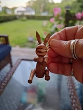 Vintage 1958 Zoo Line Match Box Wood Donkey Figurine Mid-Century Japan