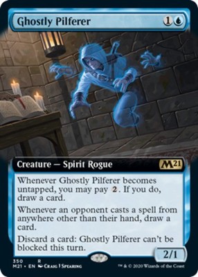 x1 Ghostly Pilferer - Foil - Extended Art R MTG Core Set 2021 M/NM, English