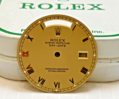 Genuine Rolex Day Date Oyster Perpetual Mens Roman Numeral 18038 Gold Watch Dial