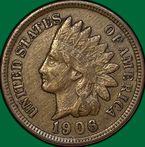 1906 Indian Head Cent Extremely Fine XF Coin #35914