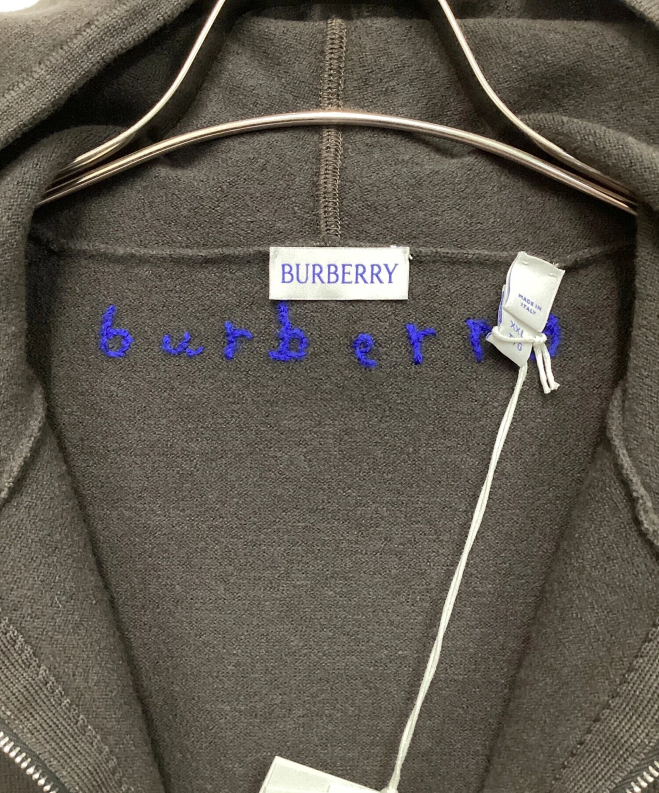 BURBERRY Felpa con cappuccio e zip corta manica lunga marrone taglia: XXL