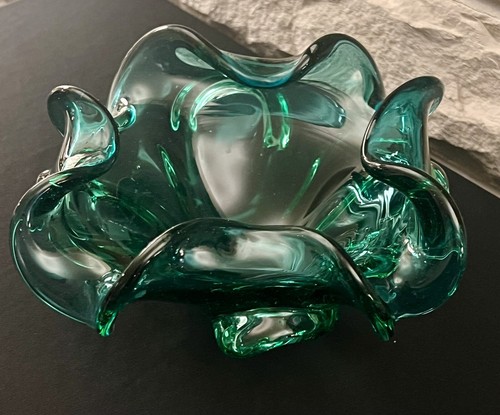 Vintage Murano Glass Bowl Barovier Toso Flower Console Dish Rolled Edge 8.5” - Picture 4 of 11