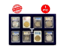 Blue Coin Slab Display Tray (8 Grids) for 8 Certified PCGS NGC Coin Slab Holder