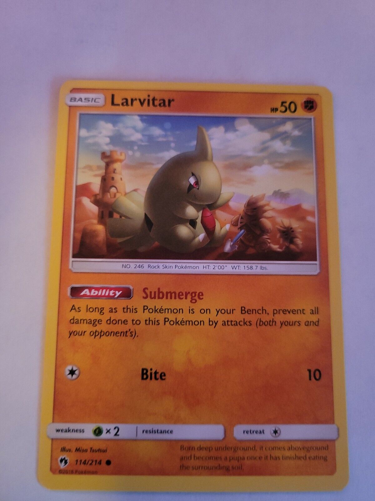 Pokémon TCG Larvitar Sun & Moon - Lost Thunder 114/214 Regular Common .08