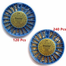 120/240 Pcs Dental 24K Gold Plated Root Canal Pins Conical Screw Posts 2 Keys