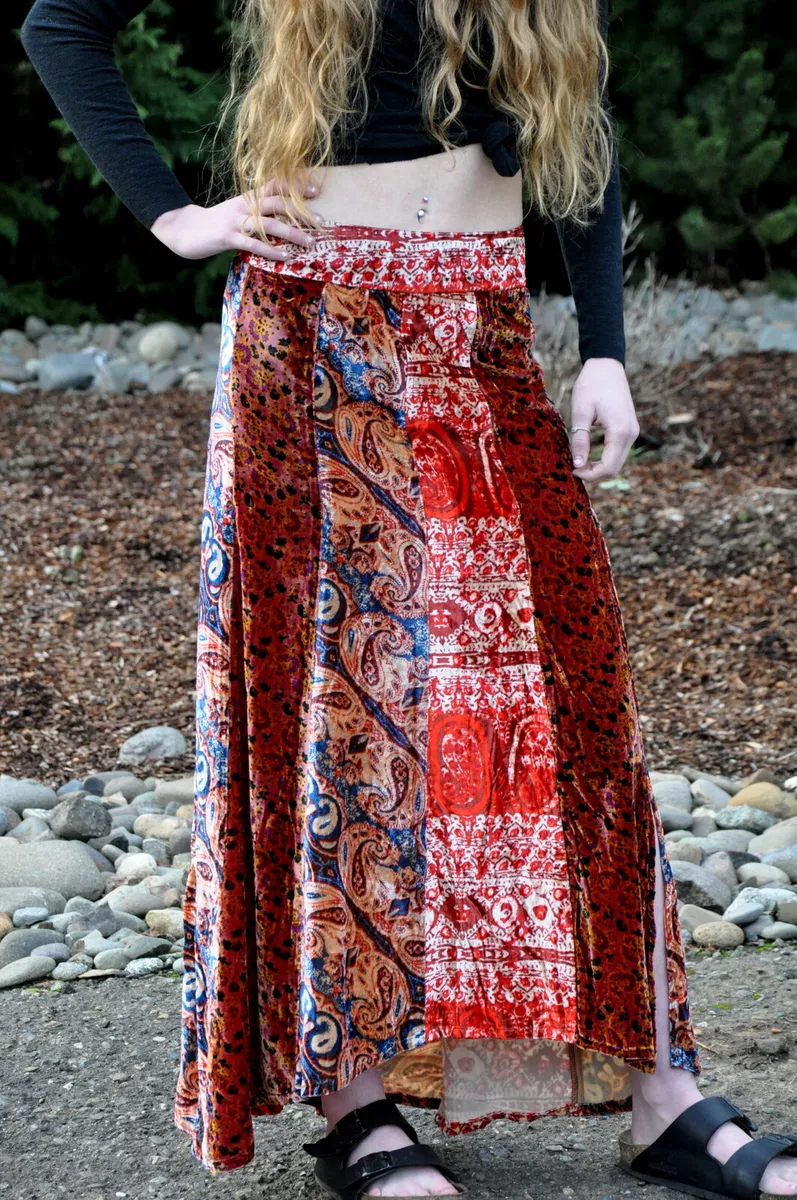 Free People Size 12 Large NWT Velvet Panel Maxi Boho Festival