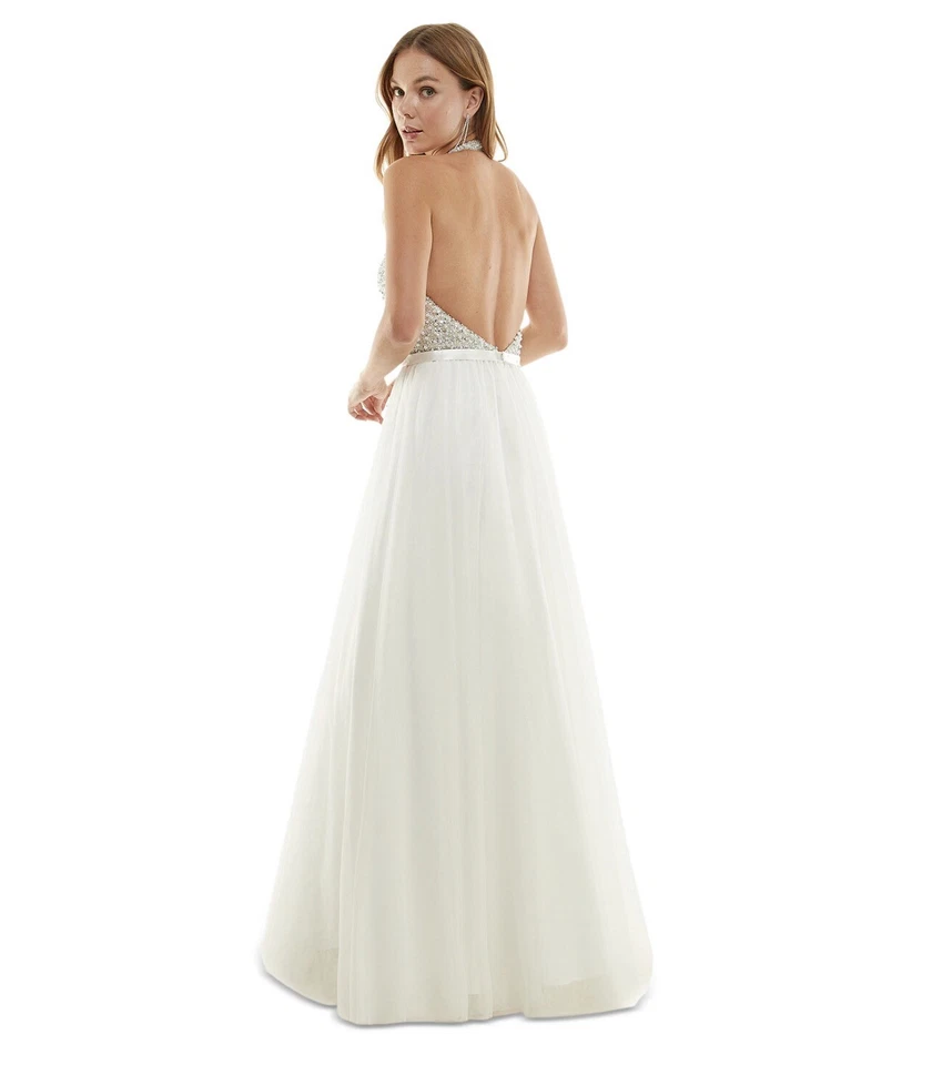 Say Yes to the Prom Bead-Embellished  Gown Junior's 3 Ivory Back Zipper Size 3 - Image 2 of 3