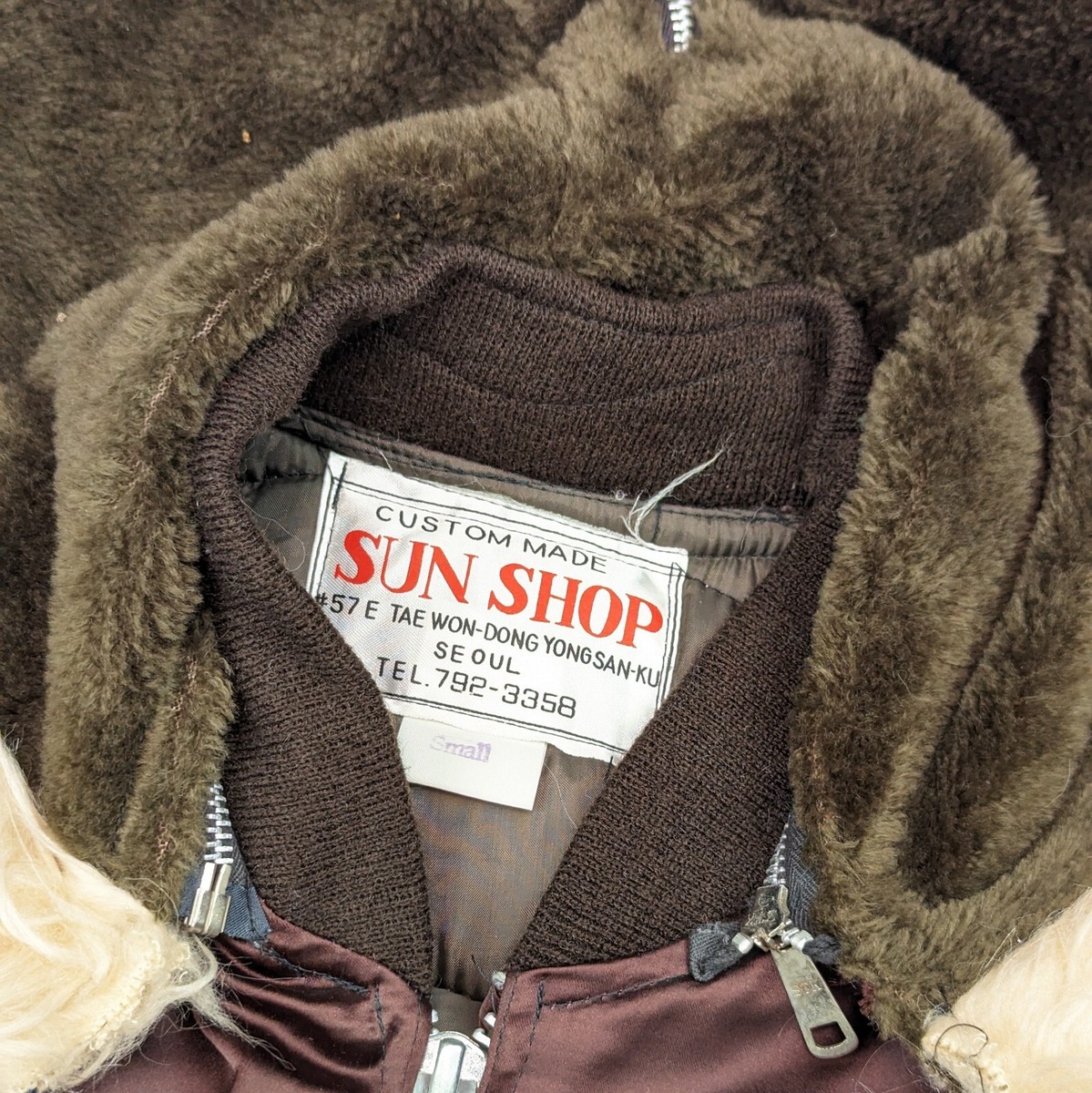 70s 80s Vintage Korea Souvenir Jacket faux Fur Split Hood