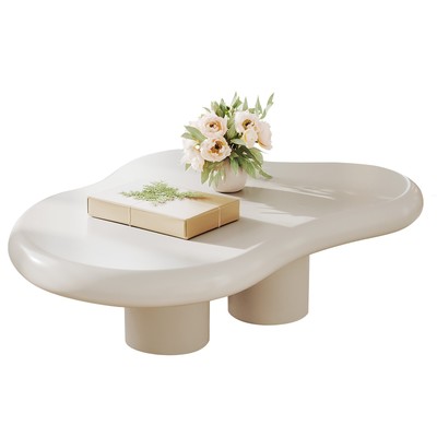 White Coffee Table  Cloud Shape Modern  End Table With 3 Legs For Living Room
