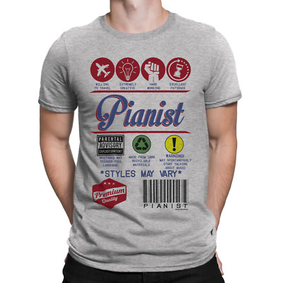  T-Shirt Herren BIO Baumwolle PIANIST lustiges Musiklabel KLAVIER Synth elektrischer Klang