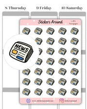 Newspaper Icon Planner Sticker, News Planner Sticker, Calendar & Journal Sticker