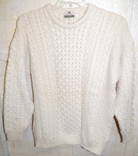C6A Mens Carraig Donn Ivory 100 Fisherman SKI Sweater Ireland Cable Knit