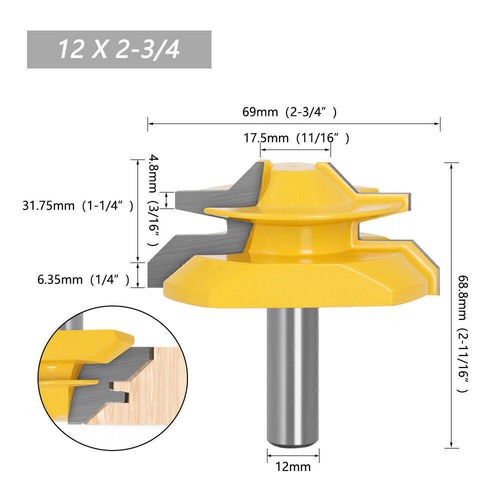 3Pcs 45 Degree Lock Miter Joint Router Bit 1/2 Inch Shank Set Woodworking Tools - Picture 20 of 21