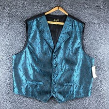 NWT Scully Rangewear Old West Dress Vest Mens XXL Teal Polyester Paisley RW093