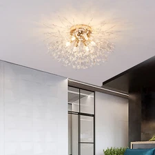 Pendant Light Led Chandelier Flush Mount Dandelion Crystal Ceiling Lamp