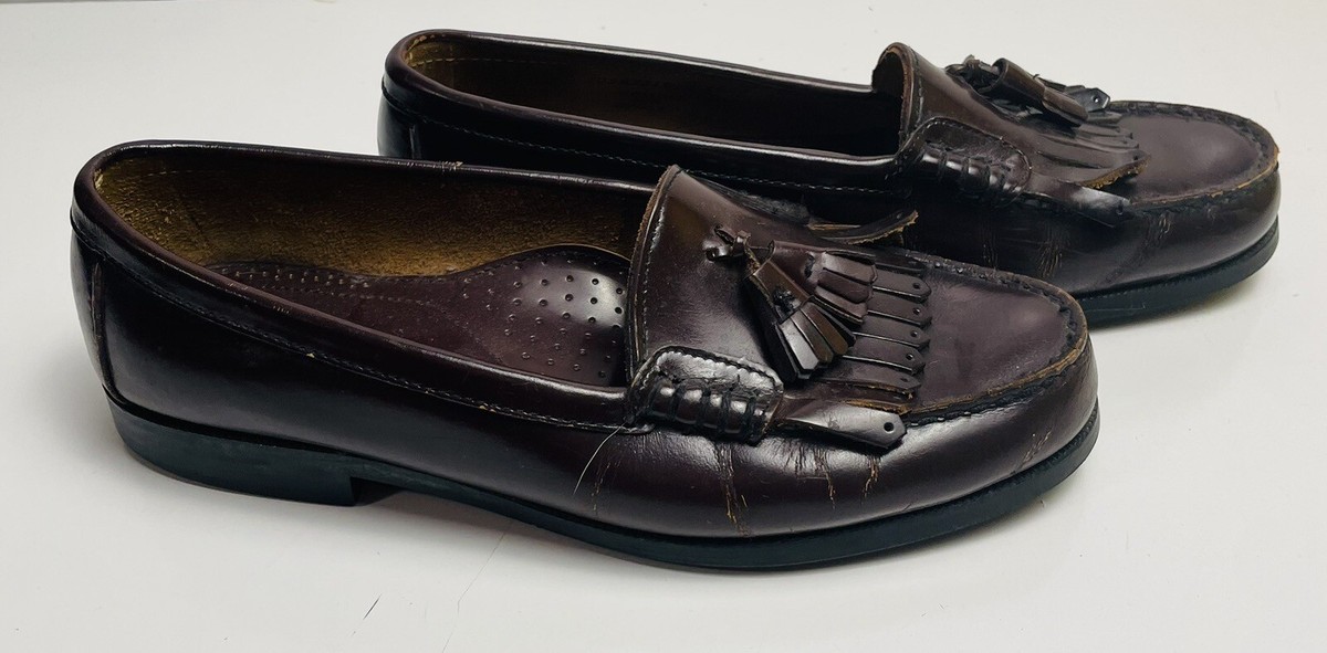 GH Bass Tassel Loafers Mens 9 Walnut Tassel Leather Casual 