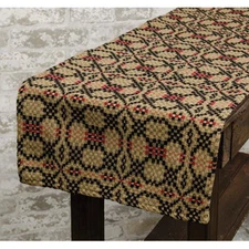 NEW PRIMITIVE TABLE RUNNER PATRIOTS KNOT BLACK RED TAN WOVEN 56" by 14" Cotton