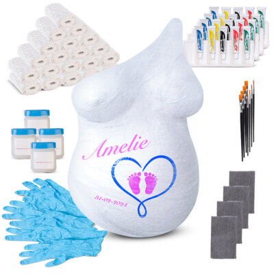 Your Design 4er-Set Babybauch-Gipsabdruck-Sets mit 5 Acrylfarben und 2 Pinseln