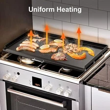 Stainless Steel Griddle Flat Top Grill Grilling Cookware Triple Burner