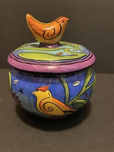 RIM KIM RASO COLORFUL BIRD DESIGN CERAMIC BOWL WITH BIRD TOP LID