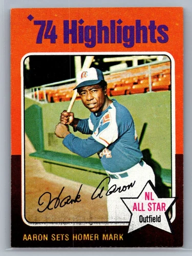 1975 Topps Mini - '74 Highlights Hank Aaron #1 - HOF NM (Wax on Back)