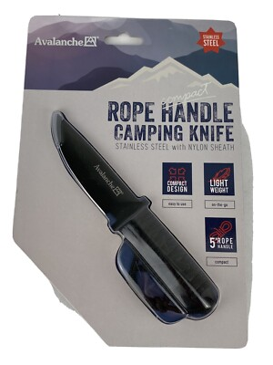 #ad Avalanche Compact Knife Rope Handle Camping Fishing Knife Stainless 3.5” Blade $4.01